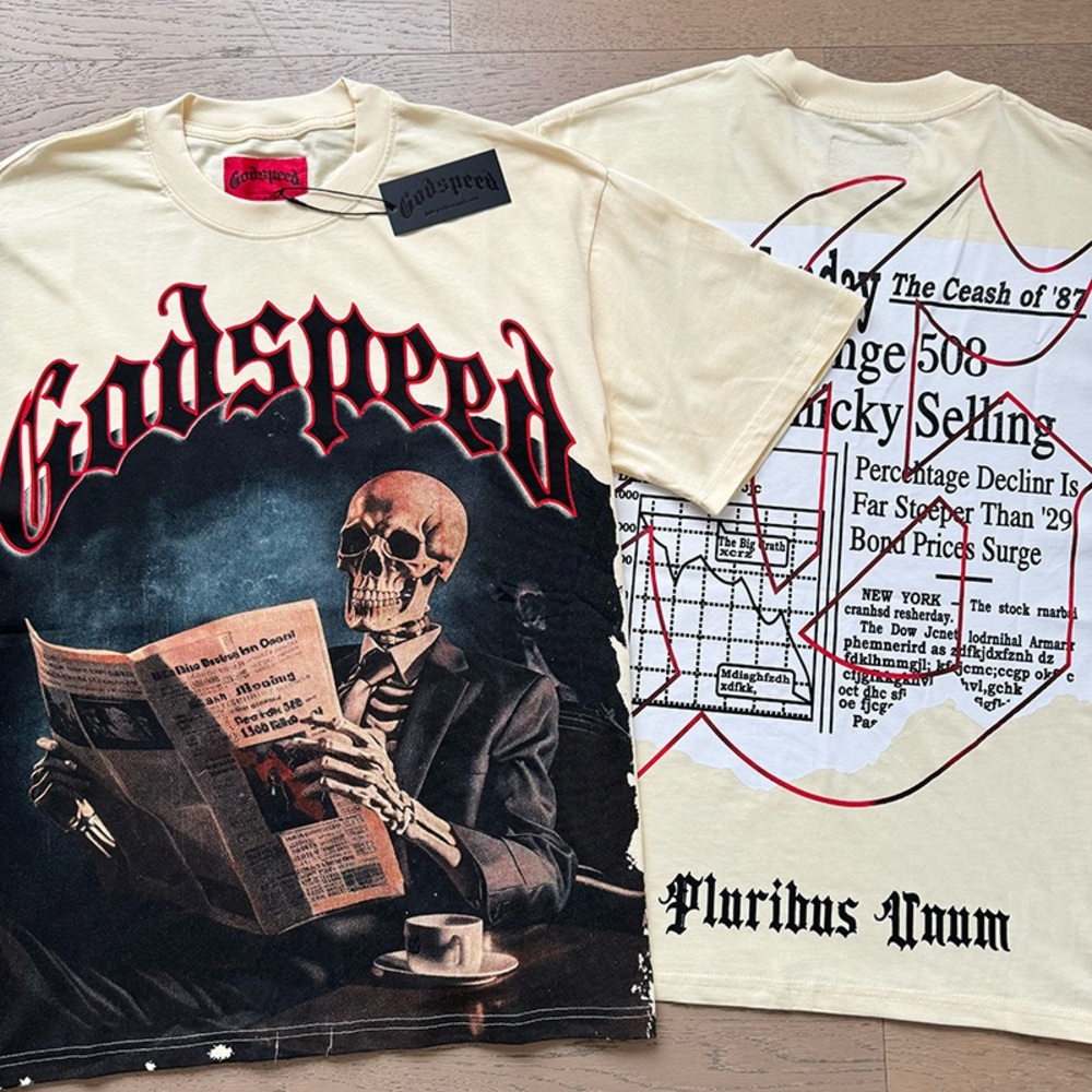 Godspeed Cream and Black Graphic Men's Tee